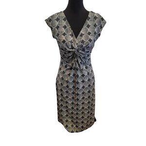 NWOT London Times Dress Slimming Black White Size 10